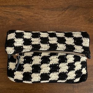 Clare V Foldover Crochet Checker Clutch W/Tabs